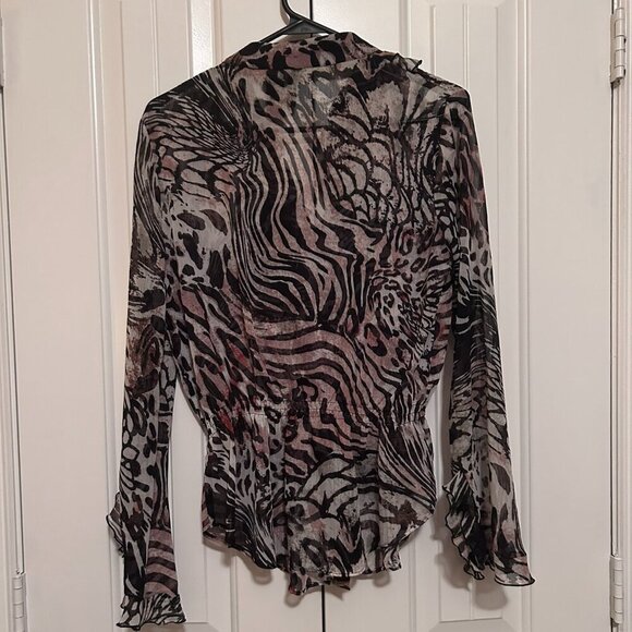 Women's Blouse in Black/White/Pink in Size Medium by Bisou Bisou - Picture 4 of 5